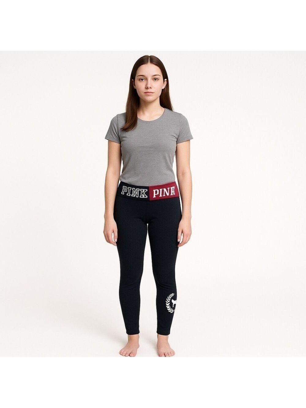 Victoria's Secret PINK Black Plaid Waistband Yoga Leggings